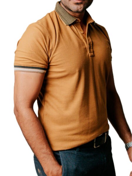 Playera Polo Hombre Casual Dorado Oscuro det Negros 1