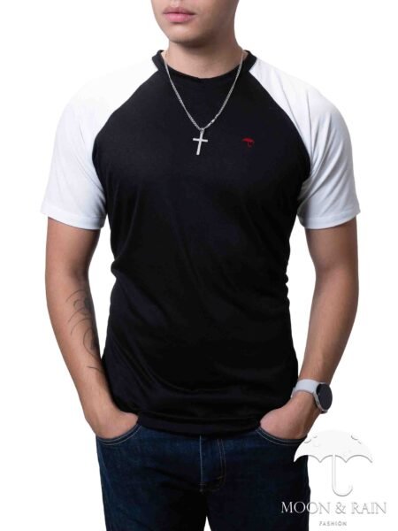 Playera Hombre Basica Casual Negra det Blancos 3
