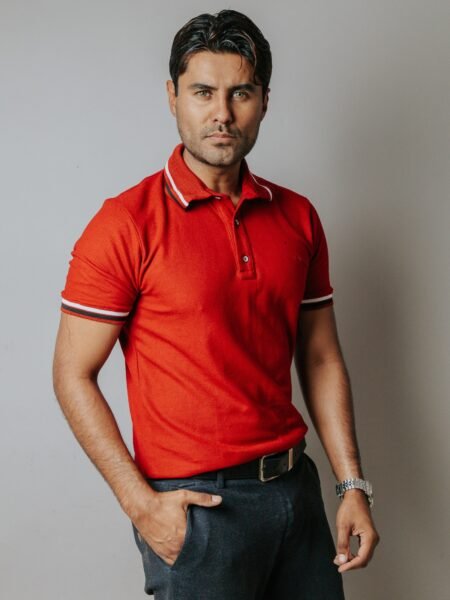 Playera Polo Hombre Casual Roja det Negros, Blancos