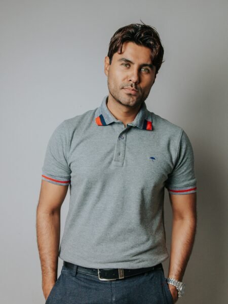 Playera Polo Hombre Casual Gris det Rojos