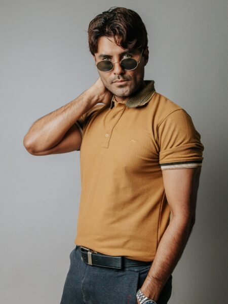 Playera Polo Hombre Casual Dorado Oscuro det Negros 2