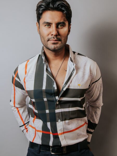 Camisa Hombre Casual Blanca Floreada Franjas Chocolate