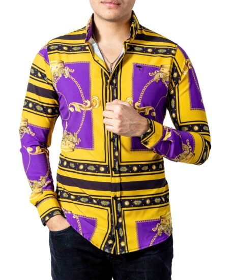 Camisa Hombre Casual Luis Miguel Dorada & Morada