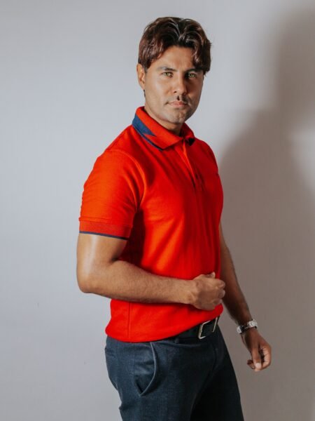 Playera Polo Hombre Casual Roja det Azul Marino