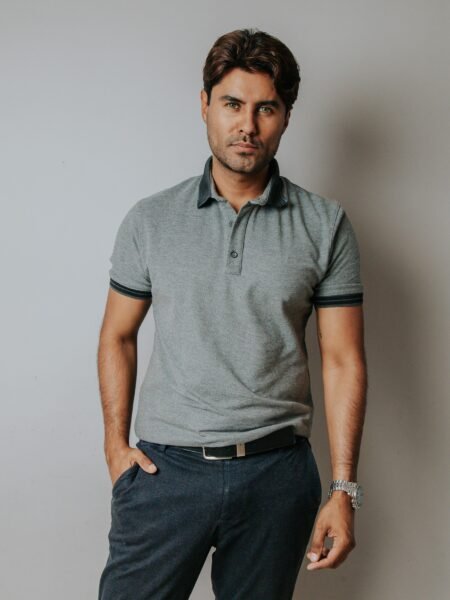 Playera Polo Hombre Casual Gris det Negros