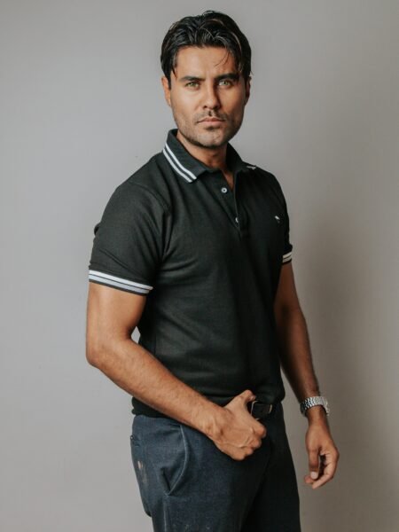 Playera Polo Hombre Casual Negra det Gris, Blanco 2