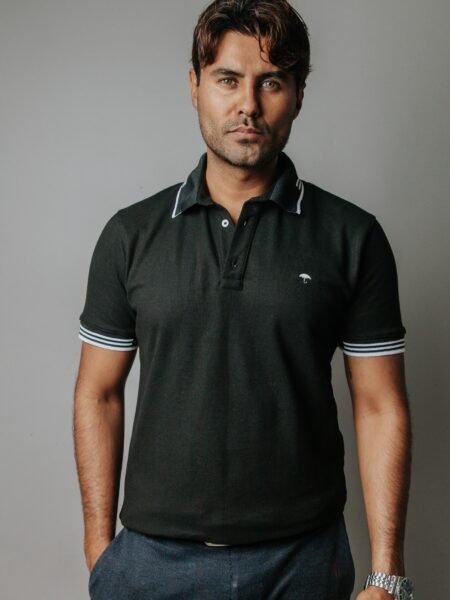 Playera Polo Hombre Casual Negra det Blancos