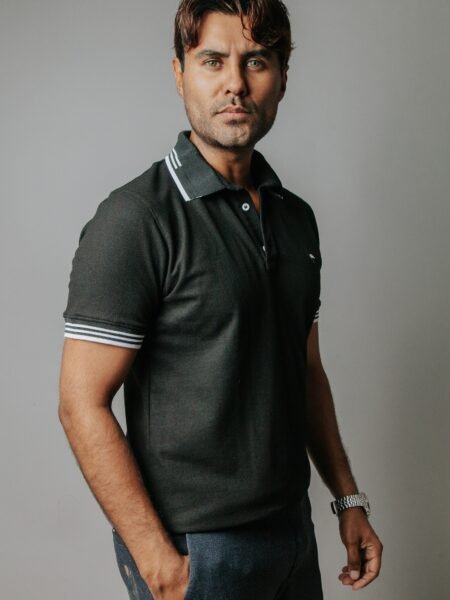 Playera Polo Hombre Casual Negra det Blancos 2