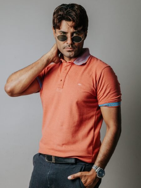 Playera Polo Hombre Casual Coral det Azul, Rosa