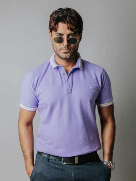 Playera Polo Hombre Casual Lila Det Blancos
