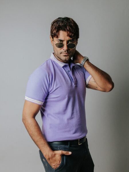 Playera Polo Hombre Casual Lila Det Blancos 3