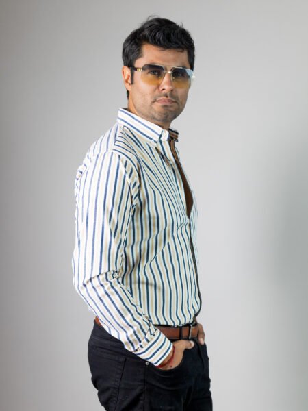 Camisa Hombre Casual Rayas Gris, Beige, Blancas 3