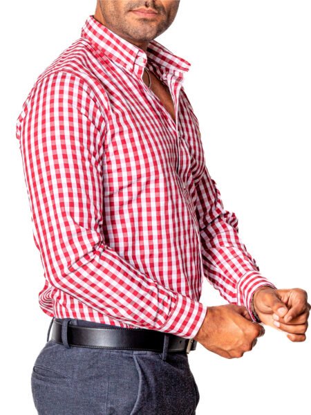 Camisa Hombre Casual Cuadros Blancos, Rojizos 2