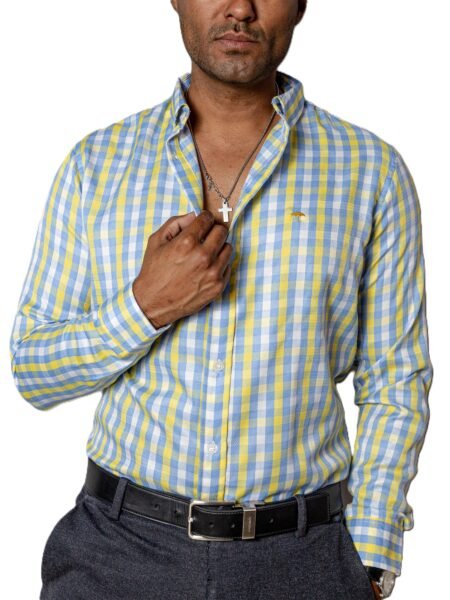 Camisa Hombre Casual Cuadros Azul, Verdes, Blancos