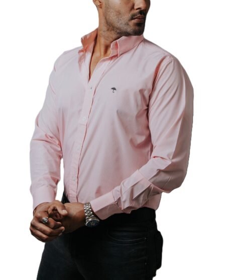 Camisa Hombre Casual Mini Cuadros Rosas, Blancos 2
