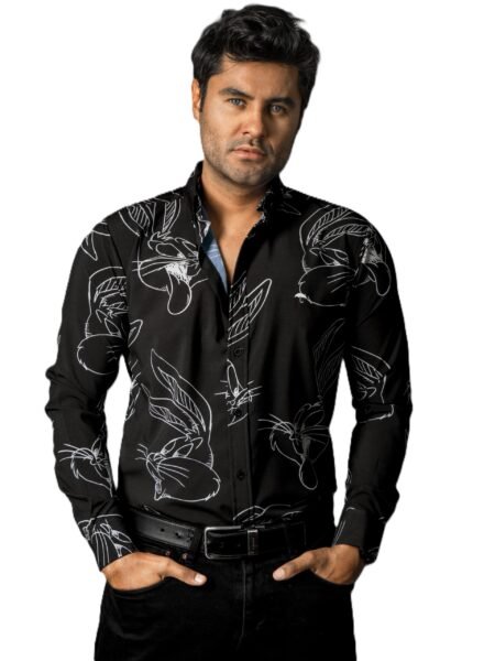 Camisa Hombre Casual Negra Figuras Bugs Bunny