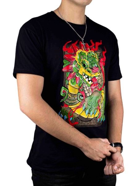 Playera Hombre Artesanal Casual Negra Quetzalcoatl 1