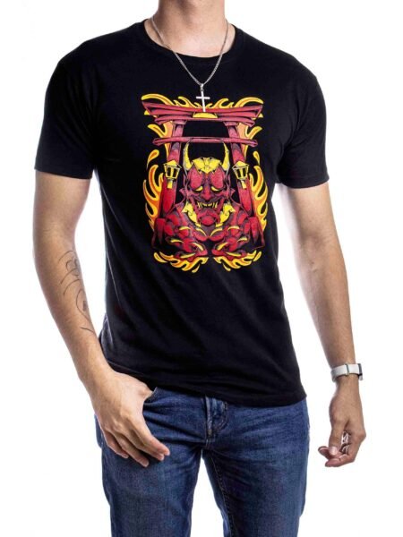 Playera Hombre Artesanal Casual Negra Diablo Demonio Rojo 2