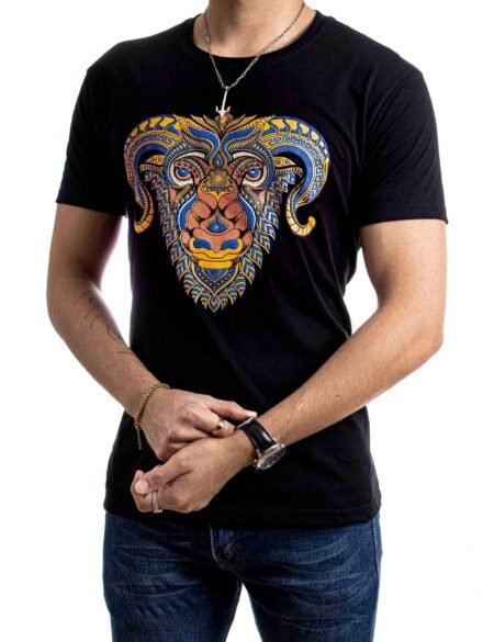Playera Hombre Artesanal Negra Chivo 1