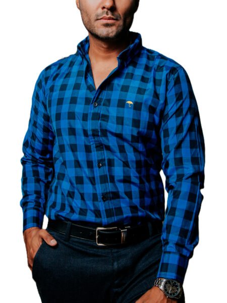 Camisa Hombre Casual Cuadros Azul, Negros 2