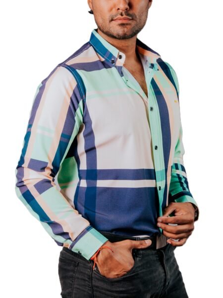 Casual Blanca Franjas Marino, Verde, Beige 1