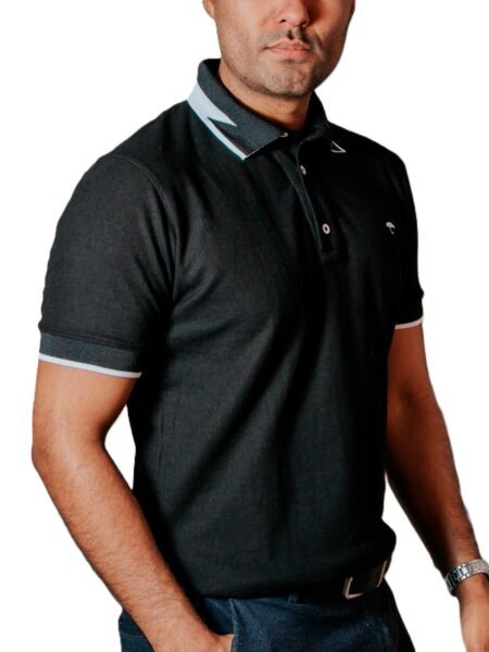 Playera Polo Hombre Casual Negra det Blanco Style 2 2