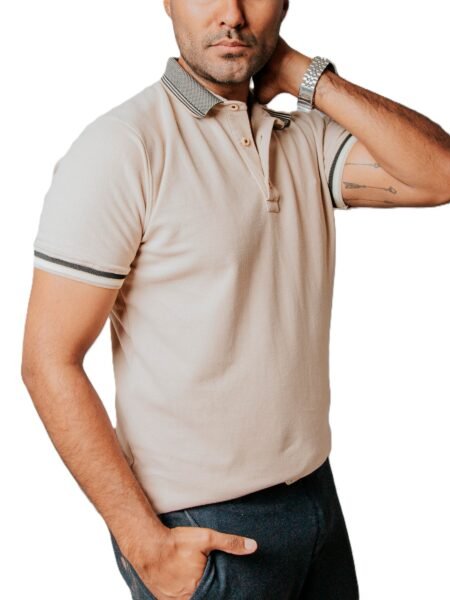 Playera Polo Hombre Casual Beige det Negro 2
