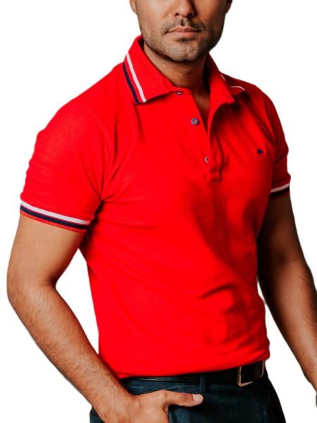 Playera Polo Hombre Casual Roja det Blancos, Negros 2