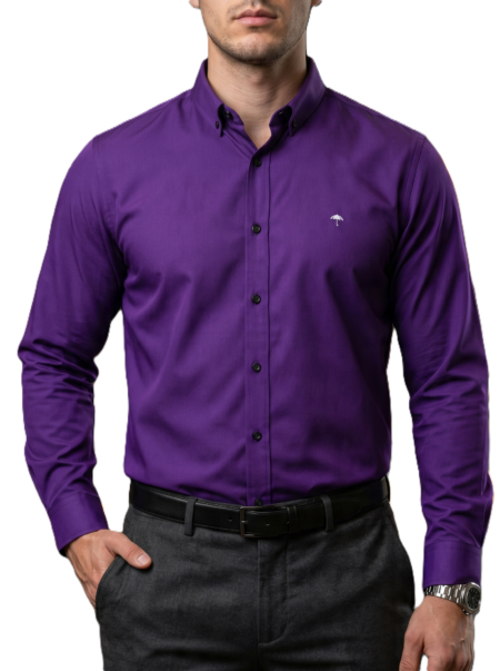 Camisa Hombre Casual Manga Larga Morada 2