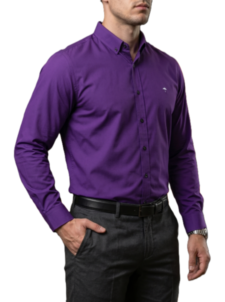 Camisa Hombre Casual Manga Larga Morada 1