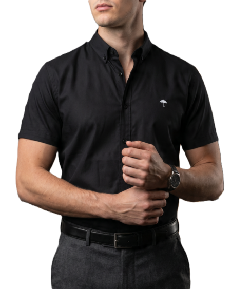 Camisa Hombre Casual Manga Corta Negra 1