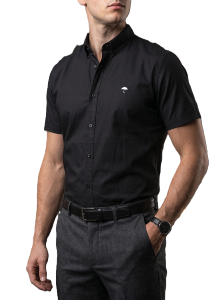 Camisa Hombre Casual Manga Corta Negra 2