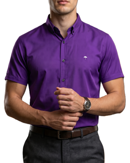 Camisa Hombre Casual Manga Corta Morada 1