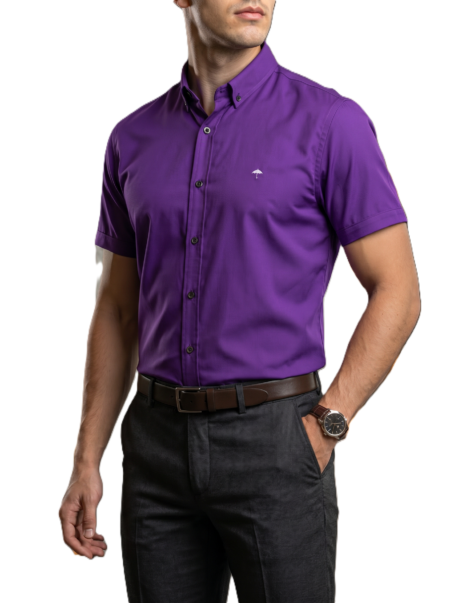 Camisa Hombre Casual Manga Corta Morada 3