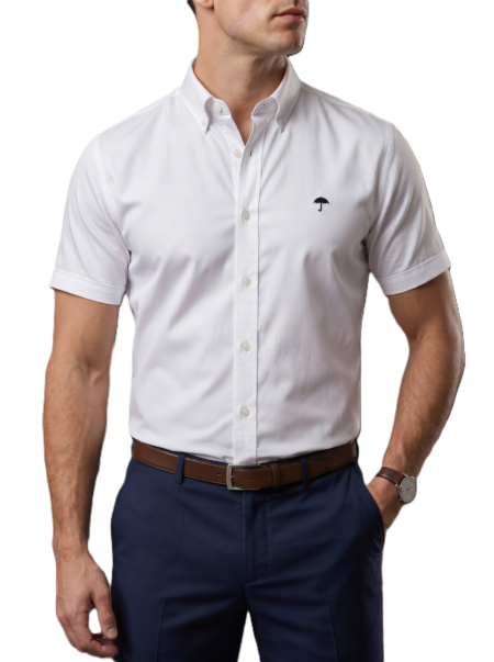 Camisa Hombre Casual Manga Corta Blanca 1