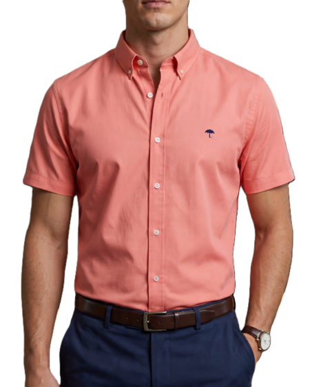 Camisa Hombre Casual Manga Corta Rosa 1