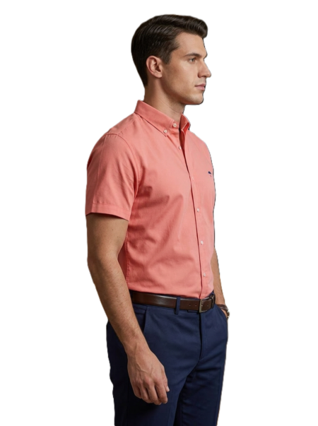 Camisa Hombre Casual Manga Corta Rosa 3