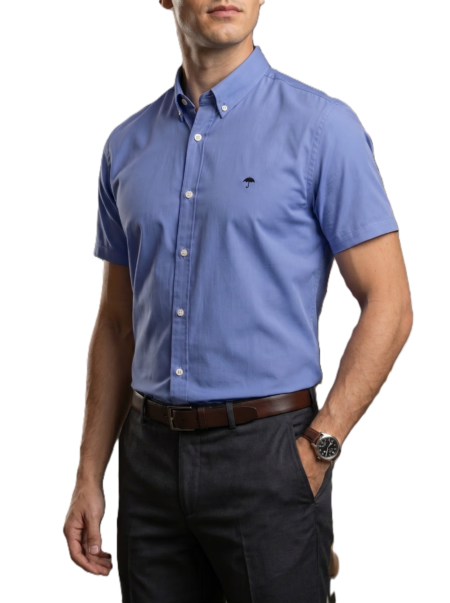 Camisa Hombre Casual Manga Corta Azul Cielo 3