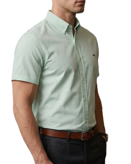 amisa Hombre Casual Manga Corta Verde Menta 3