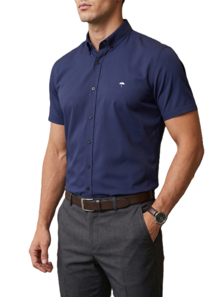 Camisa Hombre Casual Manga Corta Azul Marino 1