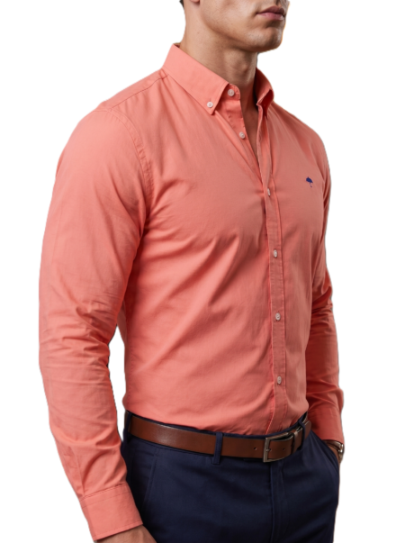 Camisa Hombre Casual Manga Larga Rosa 3