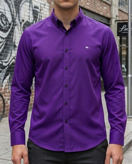Camisa Hombre Casual Manga Larga Morada