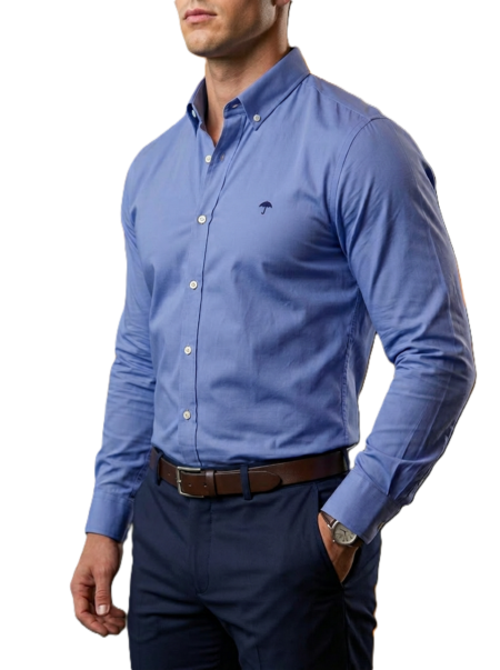 Camisa Hombre Casual Manga Larga Azul Cielo 2