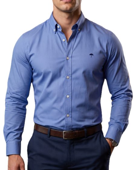 Camisa Hombre Casual Manga Larga Azul Cielo