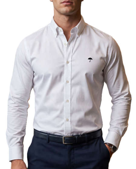 Camisa Hombre Casual Manga Larga Blanca 1