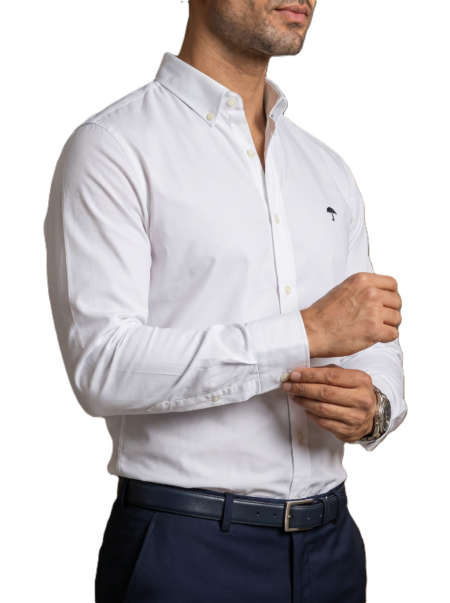 Camisa Hombre Casual Manga Larga Blanca 2