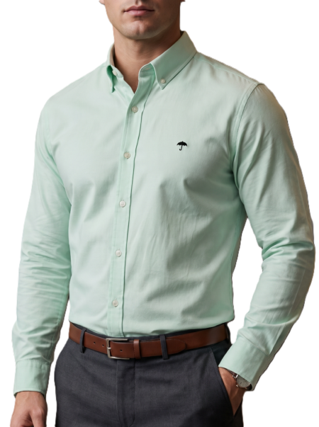 Camisa Hombre Casual Manga Larga Verde Menta 2
