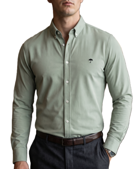 Camisa Hombre Casual Manga Larga Verde Pistache 1