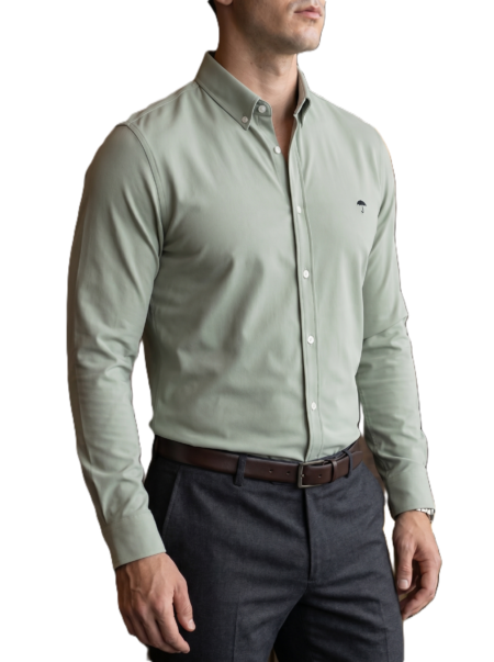Camisa Hombre Casual Manga Larga Verde Pistache 3