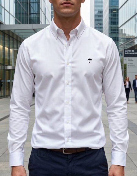 Camisa Hombre Casual Manga Larga Blanca